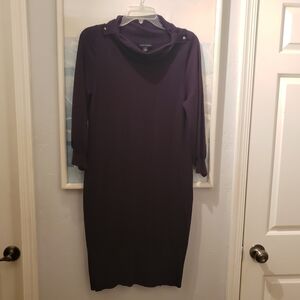 Banana Republic Eggplant Purple Silk Blend Cowl Neck Bodycon Knit Dress Size M